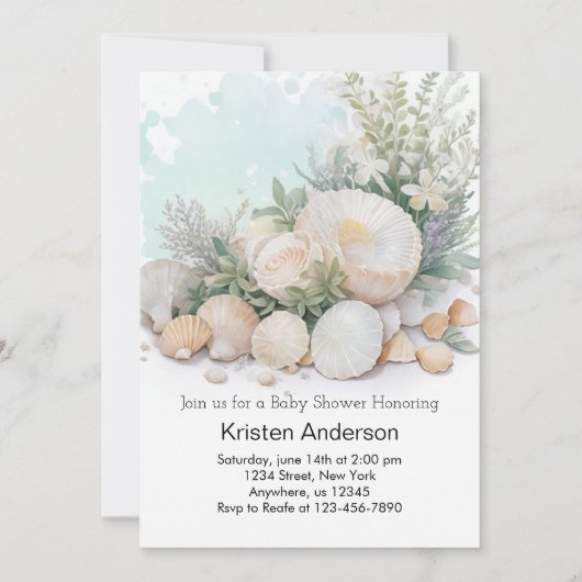 Seashell Oasis bij het Ocean Baby shower Kaart (Voorkant)