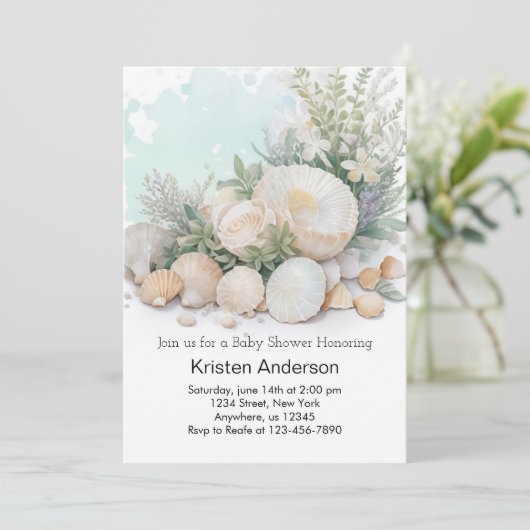 Seashell Oasis bij het Ocean Baby shower Kaart (Staand voorkant)