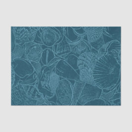 Seashell Ocean Beach Dusty Blue Sketch Art Tissuepapier