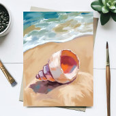 Seashell on the Sea Shore Watercolor Painted Card