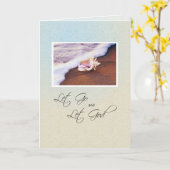 Seashell op Beach Recovery Jubileum Kaart (Gele Bloem)