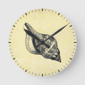 Seashell op Cream Ronde Klok (Voorkant)