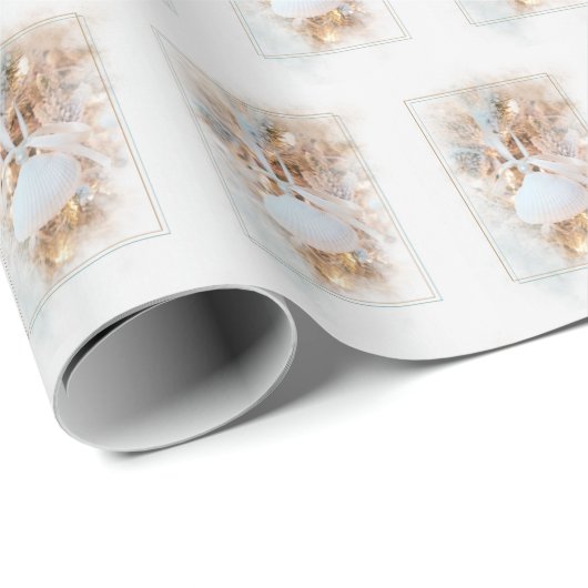 Seashell ornament met parel en boog cadeaupapier (Rol Hoek)