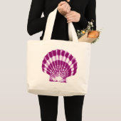 Seashell - paars en wit grote tote bag (Voorkant (product))