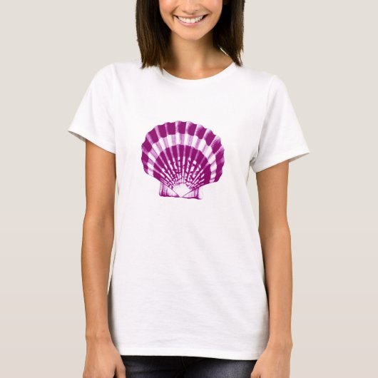 Seashell - paars en wit t-shirt (Voorkant)