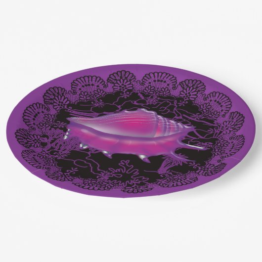 Seashell Paars Papieren Bordje (Gekanteld)