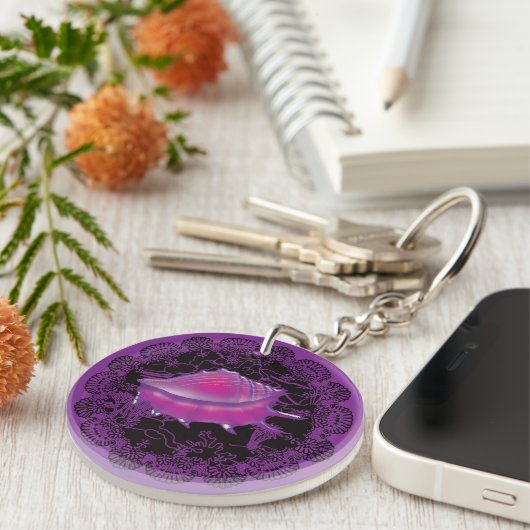 Seashell Paars Sleutelhanger (Voorkant Rechts)