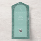 Seashell Palm Aqua Beach Weddenschap QR Code RSVP All In One Uitnodiging (Binnen)