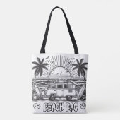 Seashell Paradise Kleurwagen Tote Bag (Achterkant)
