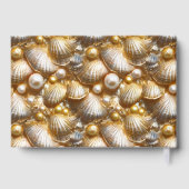 Seashell parel echte gouden folie strandpatroon cl gastenboek (Achterkant)