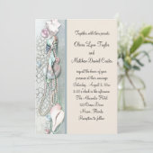 Seashell Parels Elegant Strand Wedding Kaart (Staand voorkant)