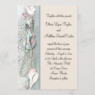 Seashell Parels Elegant Strand Wedding Kaart