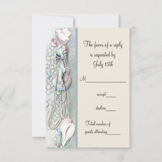 Seashell Parels Elegant Strand Wedding RSVP (Voorkant)