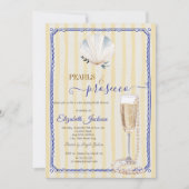 Seashell Parels & Prosecco Geel Gestreept Kaart (Voorkant)