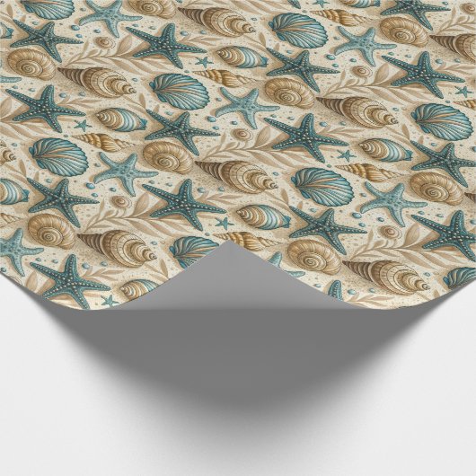Seashell Patroon Wrapping Papierrol Cadeaupapier (Hoek)