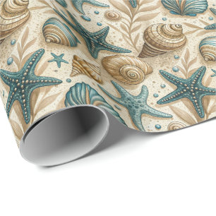 Seashell Patroon Wrapping Papierrol Cadeaupapier