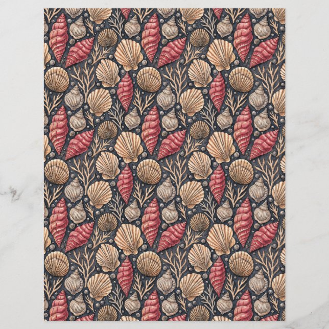 Seashell pattern double-sides scrapbook paper (Voorkant)