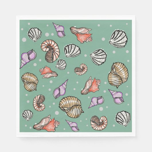 Seashell Pattern op Paper Napkins Servet (Voorkant)