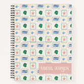 Seashell Pattern Personalize Coastal Boho Notitieboek (Voorkant)