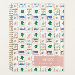 Seashell Pattern Personalized Modern Boho Planner