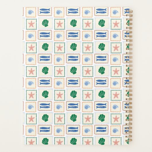 Seashell Pattern Personalized Modern Boho Planner (Achterkant)