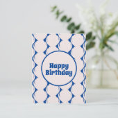 Seashell Pattern Pink Blue Birthday (Staand voorkant)