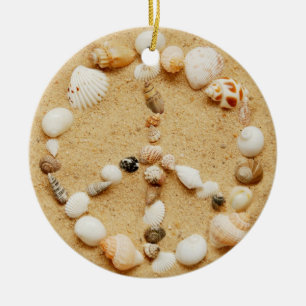 Seashell Peace Sign Ornament