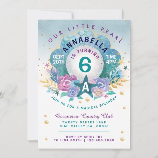 Seashell Pearl in het kader van de uitnodiging van (Voorkant)