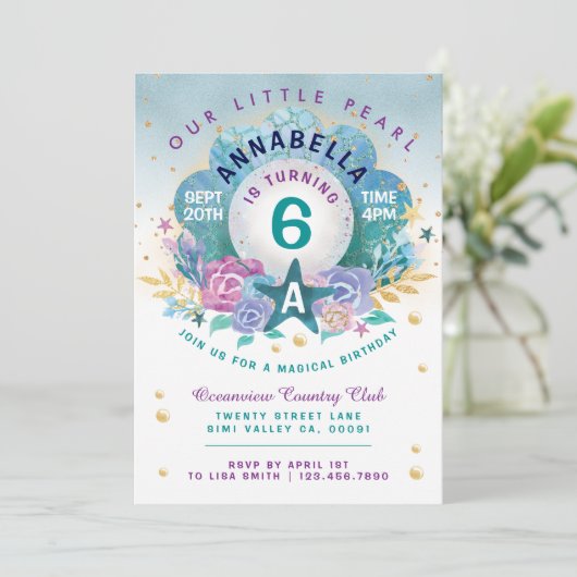 Seashell Pearl in het kader van de uitnodiging van (Staand voorkant)