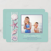 Seashell Photo Invitation Kaart (Voorkant / Achterkant)