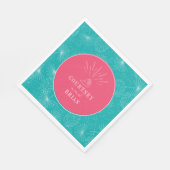Seashell Pink & Blue Palm Tropical Beach Wedding Servet (Hoek)