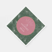 Seashell Pink & Green Palm Tropical Beach Wedding Servet (Hoek)