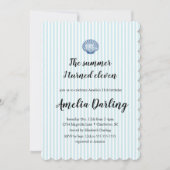 Seashell Preppy Blue Stripe Summer I turned Eleven Kaart (Voorkant)