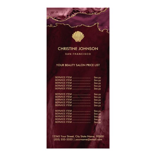 seashell - prijslijst voor logo bij het ontwerp va reclamekaart (Voorkant)