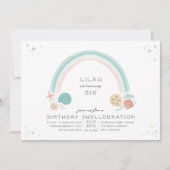 Seashell Rainbow Nautische Verjaardagsfeest Kaart (Voorkant)