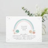 Seashell Rainbow Nautische Verjaardagsfeest Kaart (Staand voorkant)