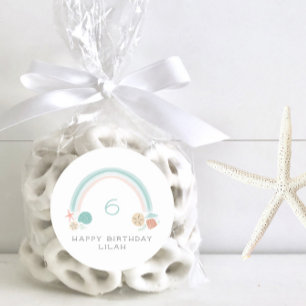 Seashell Rainbow Nautische Verjaardagsfeest Ronde Sticker