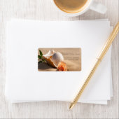 Seashell Roos Sand Wedding Label (Insitu)