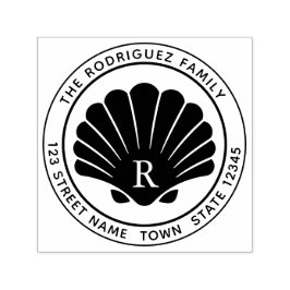 Seashell Round Address Self Inking Rubber Stamp Zelfinktende Stempel