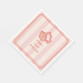 Seashell roze gestreept tropisch strand bruiloft servet (Hoek)