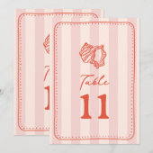 Seashell roze streep bruiloft kaart (Voorkant / Achterkant)