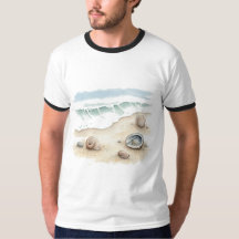 Seashell & Sand – Watercolor Beach Tot T-shirt voo