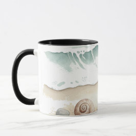 Seashell & Sand – Watercolor Beach Tote Mug Mok