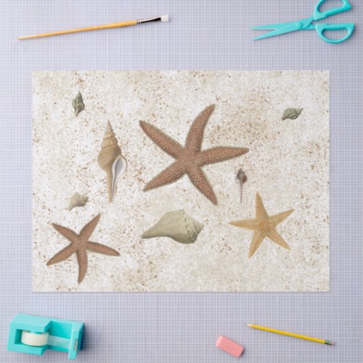 Seashell Sandy Beach Starfish  ontkoppeling Tissuepapier (Craft)
