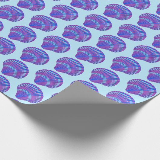 Seashell Scallops Zee Ocean Pattern BLue Paars Cadeaupapier (Hoek)