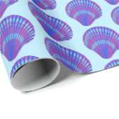 Seashell Scallops Zee Ocean Pattern BLue Paars Cadeaupapier (Rol Hoek)