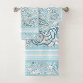Seashell Scène met blauwe achtergrond Bad Handdoek (Insitu)