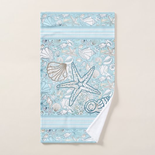 Seashell Scène met blauwe achtergrond Bad Handdoek (Handdoek)