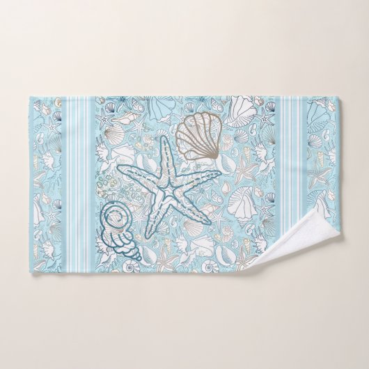 Seashell Scène met blauwe achtergrond Bad Handdoek (Handdoek)