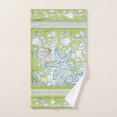 Seashell Scène met groene achtergrond Bad Handdoek (Handdoek)